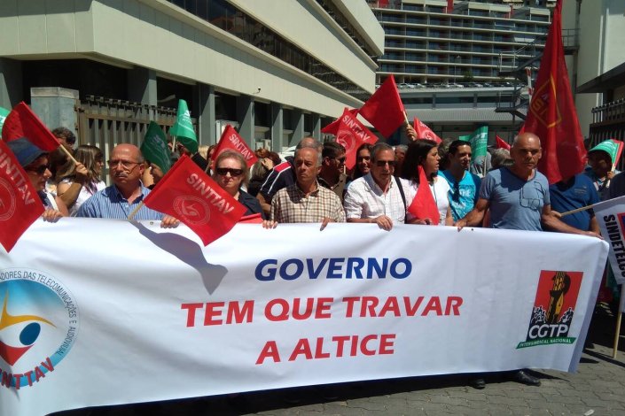 Concentração dos trabalhadores da PT Portugal em Coimbra. 14 de Julho