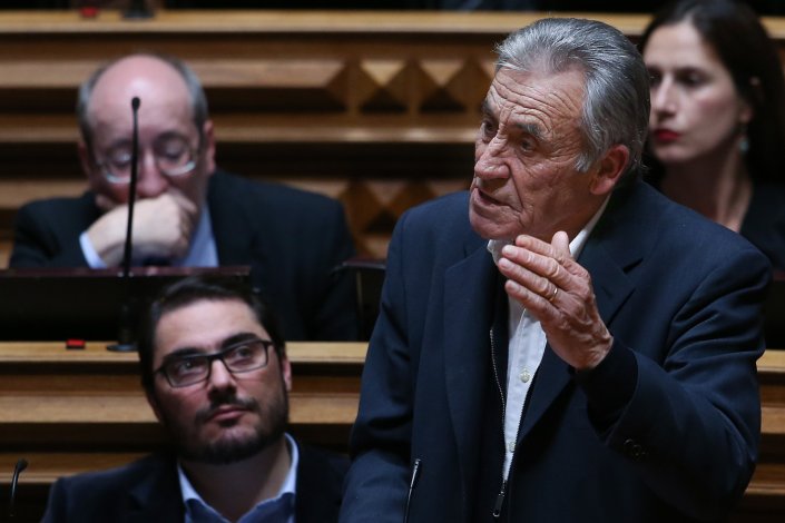 O secretário-geral do PCP, Jerónimo de Sousa, durante o debate quinzenal na Assembleia da República, em Lisboa. 1 de Fevereiro de 2018