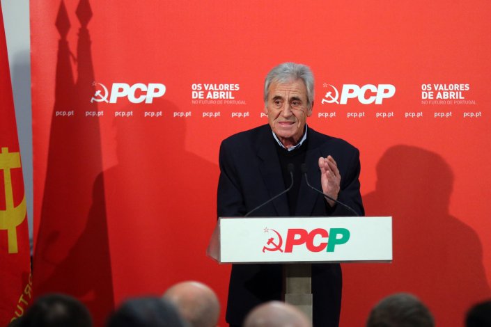 O secretário-geral do PCP, Jerónimo de Sousa, durante a sua intervenção na sessão de abertura das jornadas parlamentares do PCP, a decorrer em Portalegre. 5 de Fevereiro de 2018