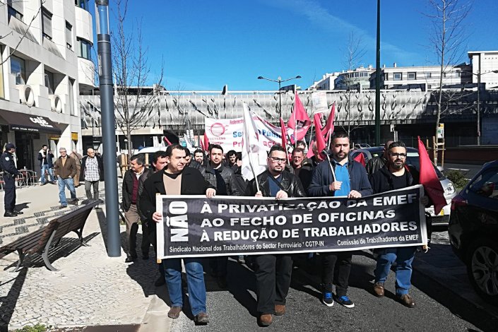 Manifestação nacional de 20 de Fevereiro, onde os trabalhadores reafirmaram que a EMEF é uma empresa pública com futuro