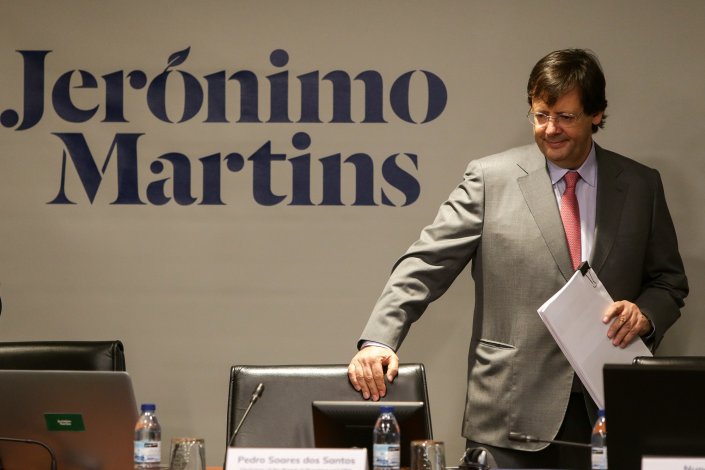 O presidente do conselho de administraÃ§Ã£o do grupo JerÃ³nimo Martins, Pedro Soares dos Santos, durante a conferÃªncia de imprensa de apresentaÃ§Ã£o dos resultados de 2017, em Lisboa. 1 de MarÃ§o de 2018