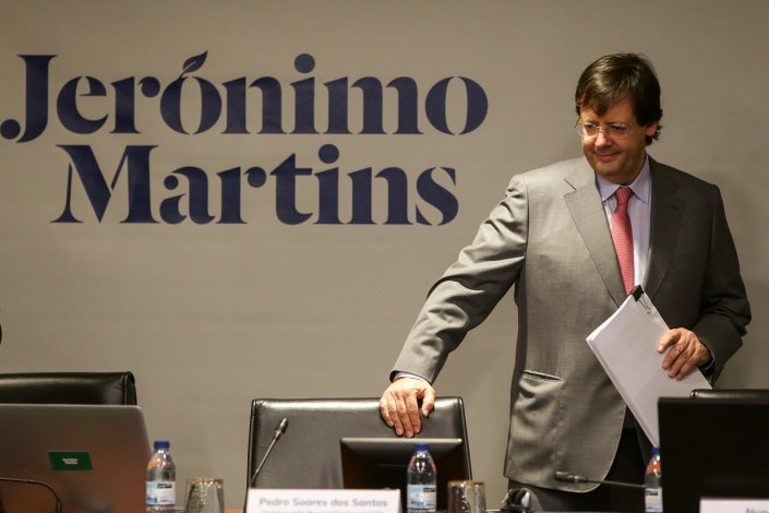 O presidente do conselho de administração do grupo Jerónimo Martins, Pedro Soares dos Santos, durante a conferência de imprensa de apresentação dos resultados de 2017, em Lisboa. 1 de Março de 2018