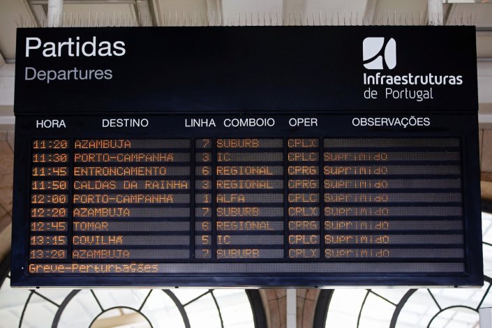 Grande parte dos comboios foi suprimida durante a greve, tendo só circulado aqueles em serviços mínimos