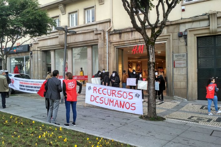 Piquete de greve na loja da H&M na Avenida da Liberdade, em Braga. 9 de Junho de 2018