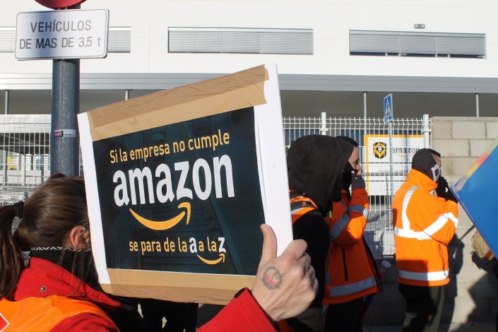 Piquete de greve na Amazon. Foto de Arquivo. 