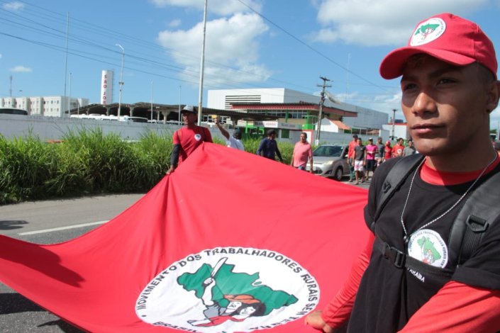 Trabalhadores sem terra mobilizaram-se em João Pessoa (Paraíba) esta segunda-feira, 23