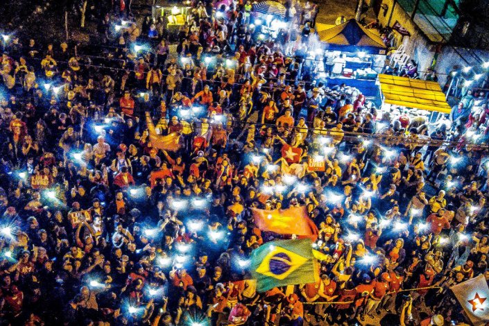 Vigília Lula Livre em frente à sede da Polícia Federal em Curitiba (Paraná), em Julho de 2018. 