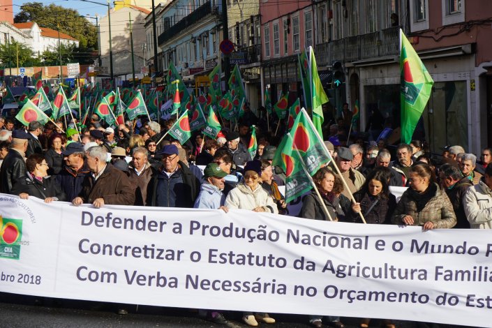 Os agricultores concentraram-se no Largo do Rato, de onde partiram para a Assembleia da República, em Lisboa. 8 de Novembro de 2018