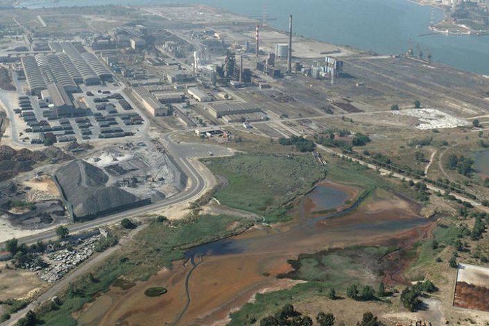 Vista aérea do parque industrial da Siderurgia Nacional