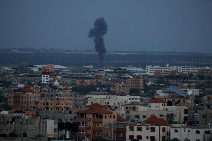 As forças israelitas iniciaram um bombardeamento na Faixa de Gaza, ferindo, até ao momento, sete pessoas. 25 de Março de 2019, Faixa de Gaza, Palestina