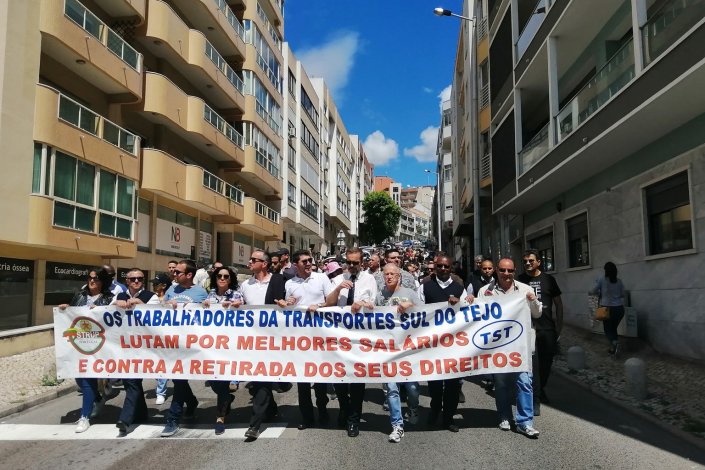 Manifestação dos trabalhadores dos TST em Almada, 20 de Maio de 2019