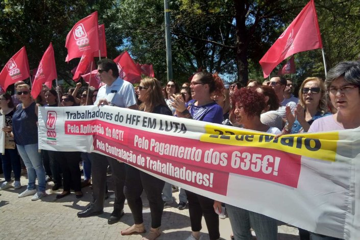 Concentração de trabalhadores junto á entrada do Hospital Amadora-Sintra, 22 de Maio de 2019