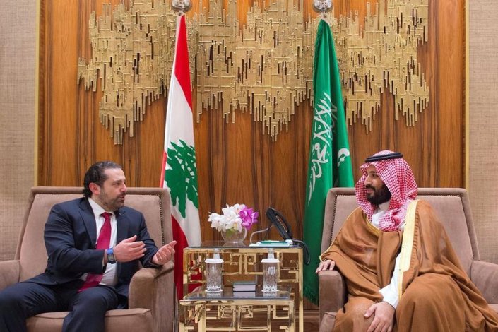 O primeiro-ministro libanês, Saad al-Hariri, com o príncipe saudita Mohammed bin Salman, numa das suas várias visitas à Arábia Saudita