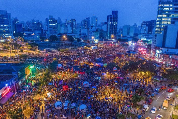 Cerca de 70 mil pessoas manifestaram-se no Largo da Batata, na capital paulista