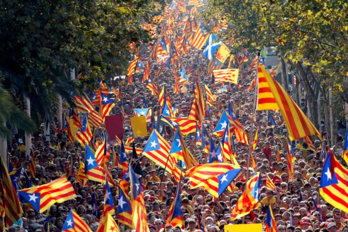 Manifestação a favor da independência da Catalunha