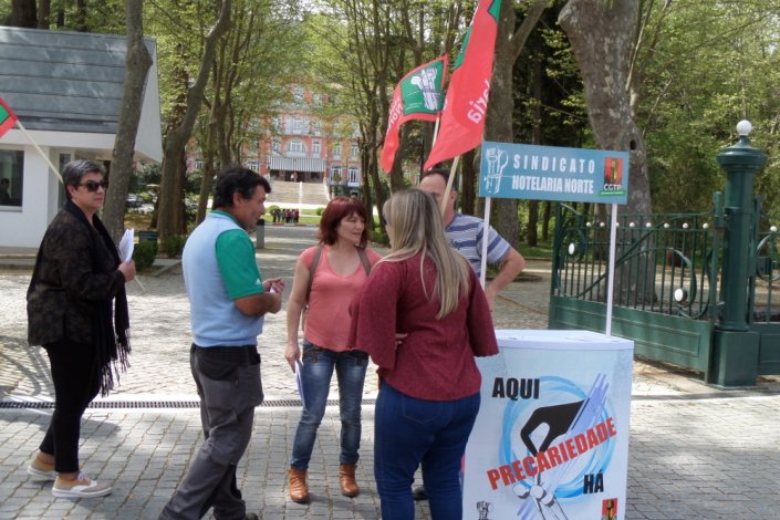Acção de denúncia e protesto realizada no dia 13 de Abril pelo Sindicato da Hotelaria do Norte no Hotel Palace Vidago