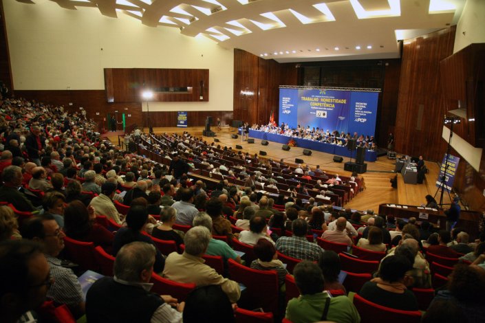 O encontro nacional do PCP decorreu durante todo o dia de hoje, na Aula Magna da Universidade de Lisboa