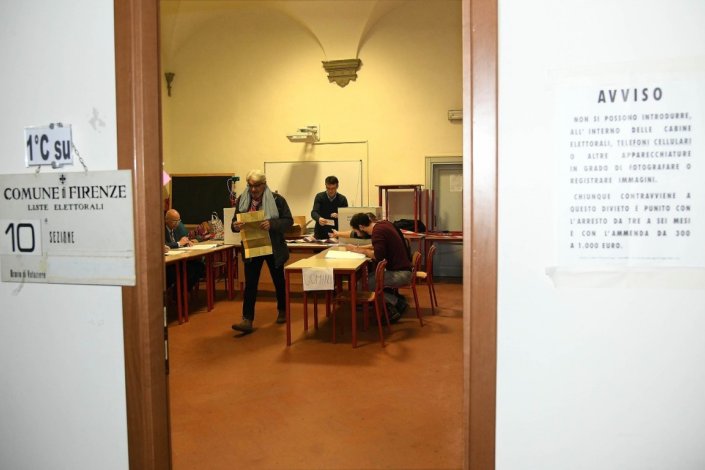 Eleições em Itália, 4 de Março de 2018. Local de voto em Florença. 