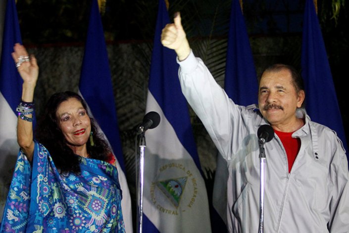 Daniel Ortega, antigo guerrilheiro contra a ditadura de Somoza e líder da Revolução Sandinista, foi reeleito presidente da Nicarágua
