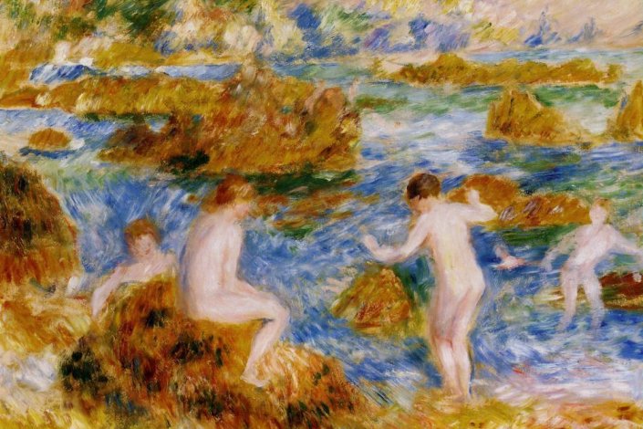 Raparigas nuas nos rochedos, Pierre-Auguste Renoir