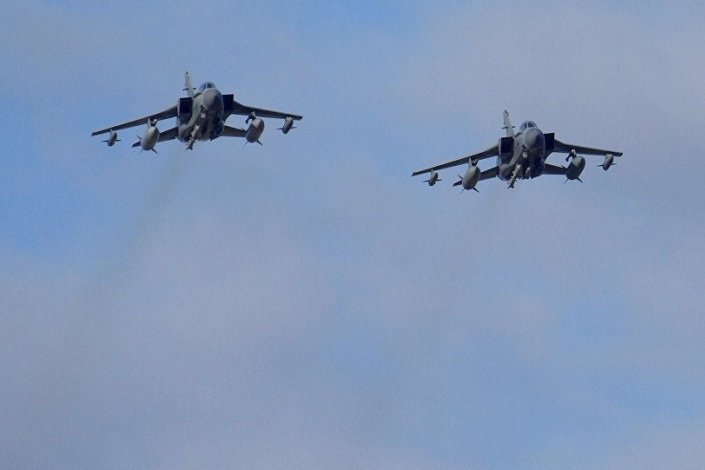 Aviões da coligação liderada pelos EUA em acção na Síria